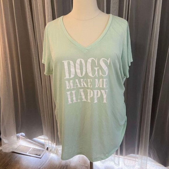 Torrid size 4 Mint Girlfriend Tee - Signature Jersey Dogs Happy - Picture 2 of 5